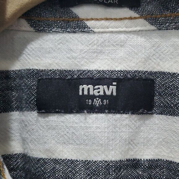Mavi Mens 100% Cotton Long Sleeve Stripe Shirt, Size Medium - Picture 2 of 8